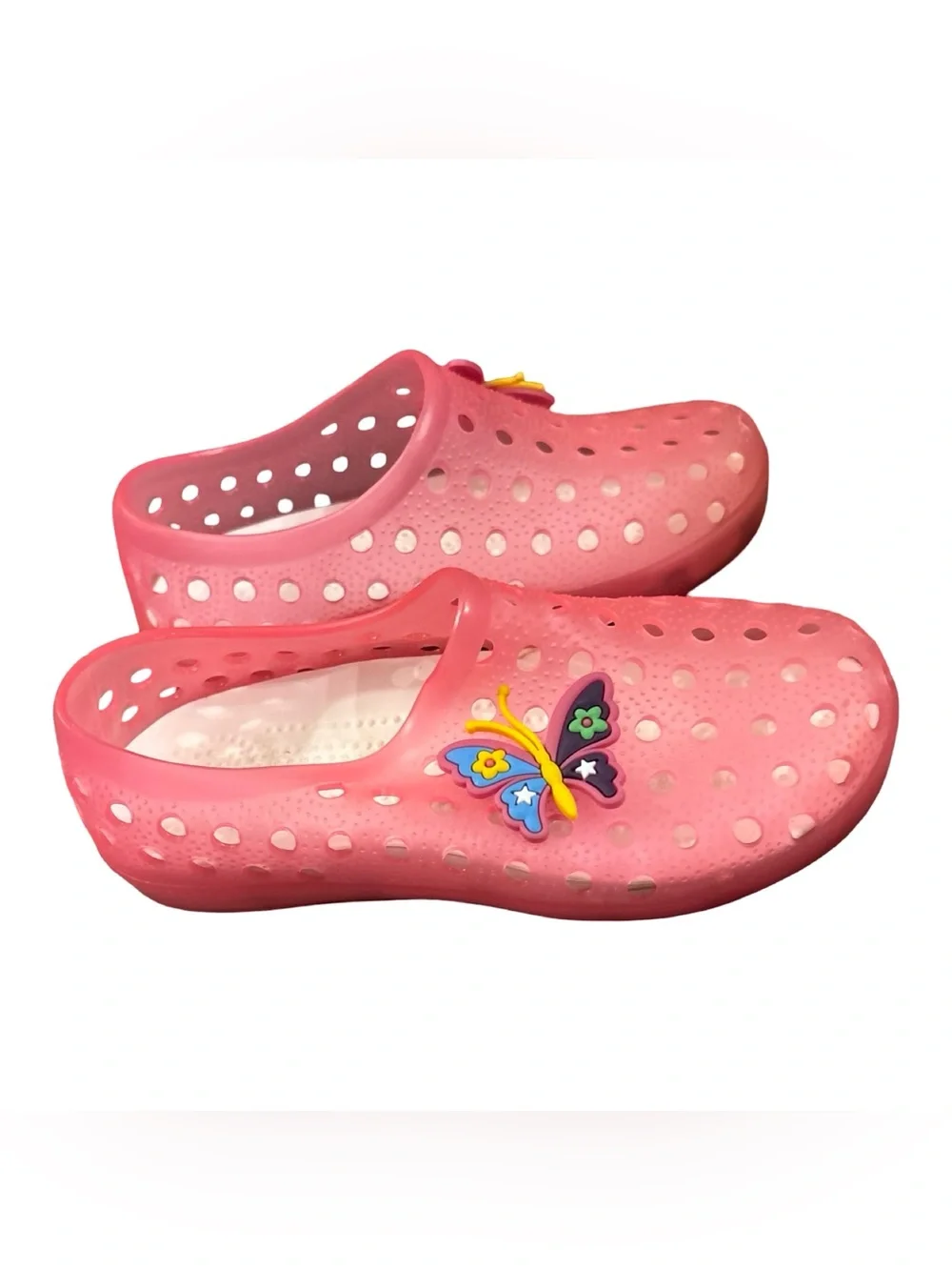 Kids Pink Butterfly Slip-On Water Beach Light Uo Shoes Toddler Size 4-4.5 Years
